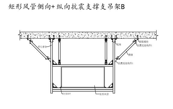 矩形风管侧向+纵向抗震支撑支吊架B